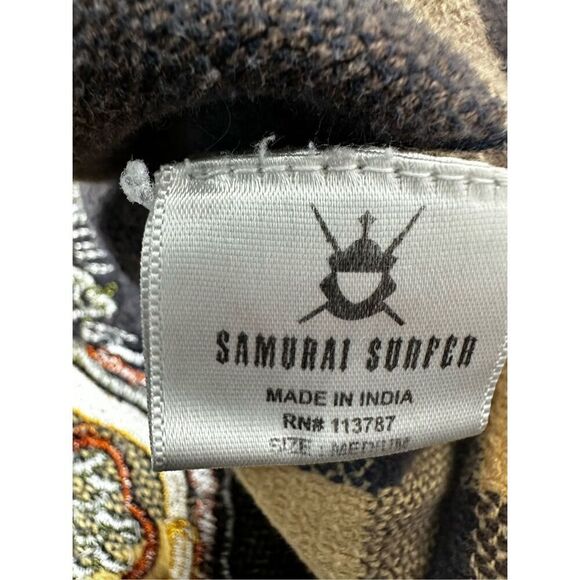 Samurai Surfer Men’s Hooded Embroidered Flannel Shirt Plaid Size M - Picture 8 of 13